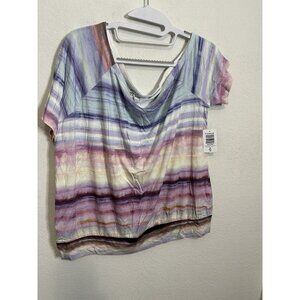 Torrid Iridescent Stripe Off Shoulder Tee Shirt Blouse Size M/L (00)